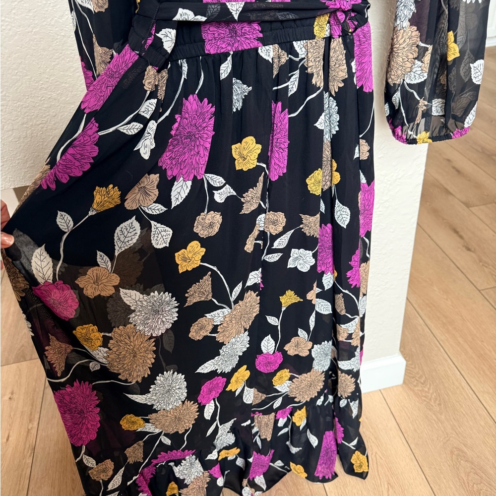 Lane Bryant Black Dress with Floral Patterns